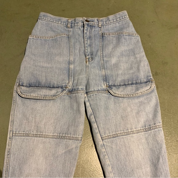 Vintage 90s Jeans Cargo Tapered High Waist Blue 30 - Picture 2 of 10